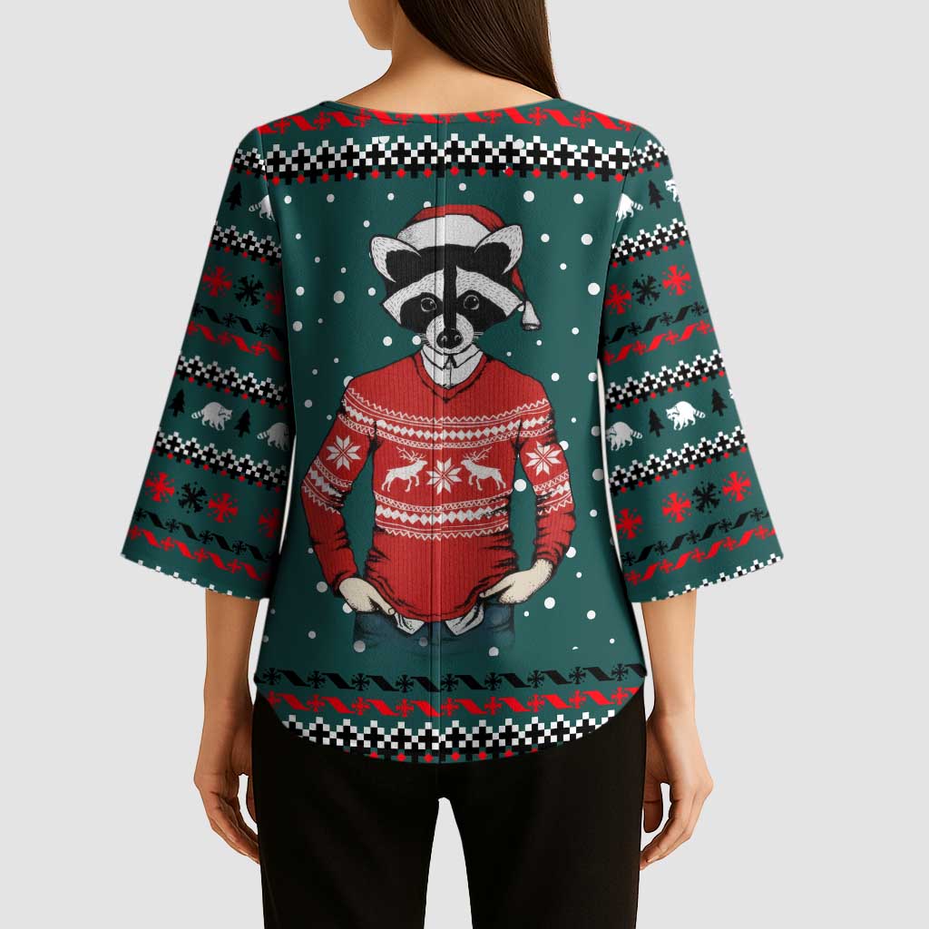 A Trashy Christmas Kimono Sleeve Blouse Xmas Holiday Patterns - Wonder Print Shop