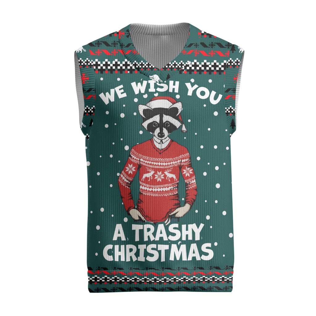 A Trashy Christmas Knitted V-Neck Vest Xmas Holiday Patterns - Wonder Print Shop