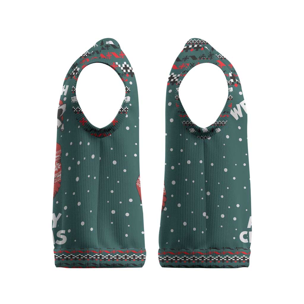 A Trashy Christmas Knitted V-Neck Vest Xmas Holiday Patterns - Wonder Print Shop