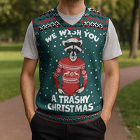 A Trashy Christmas Knitted V-Neck Vest Xmas Holiday Patterns - Wonder Print Shop