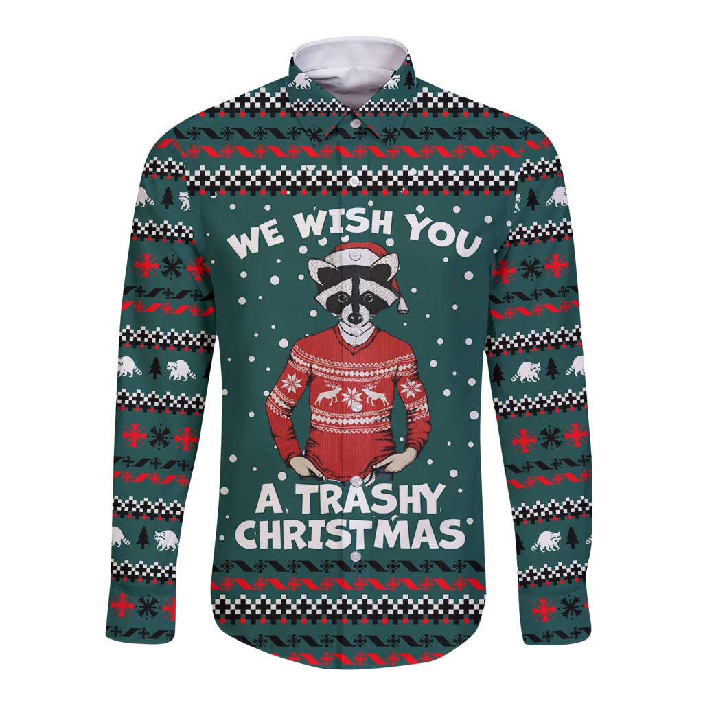 A Trashy Christmas Long Sleeve Button Shirt Xmas Holiday Patterns - Wonder Print Shop