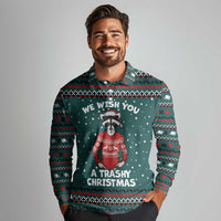 A Trashy Christmas Long Sleeve Polo Shirt Xmas Holiday Patterns - Wonder Print Shop