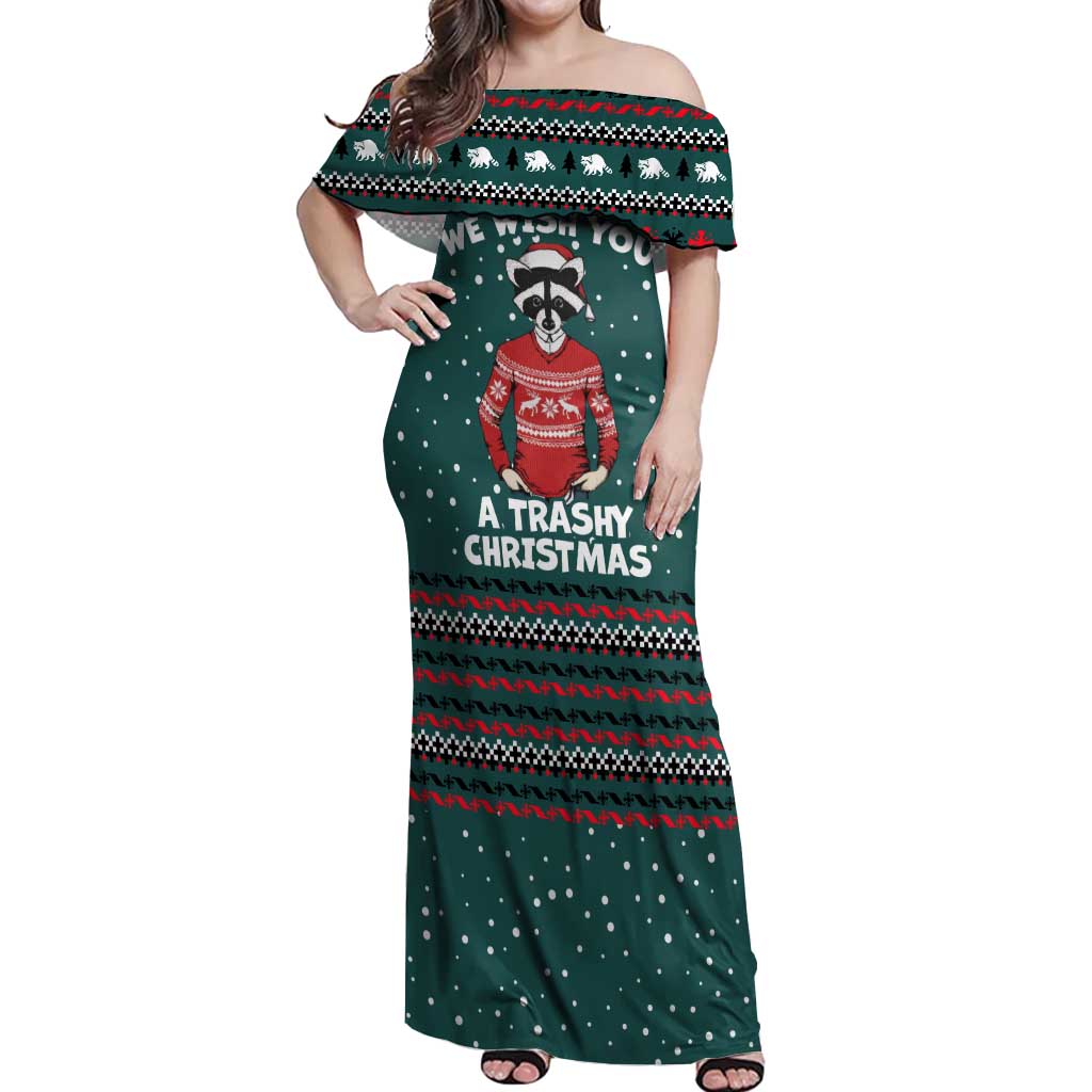 A Trashy Christmas Off Shoulder Maxi Dress Xmas Holiday Patterns - Wonder Print Shop