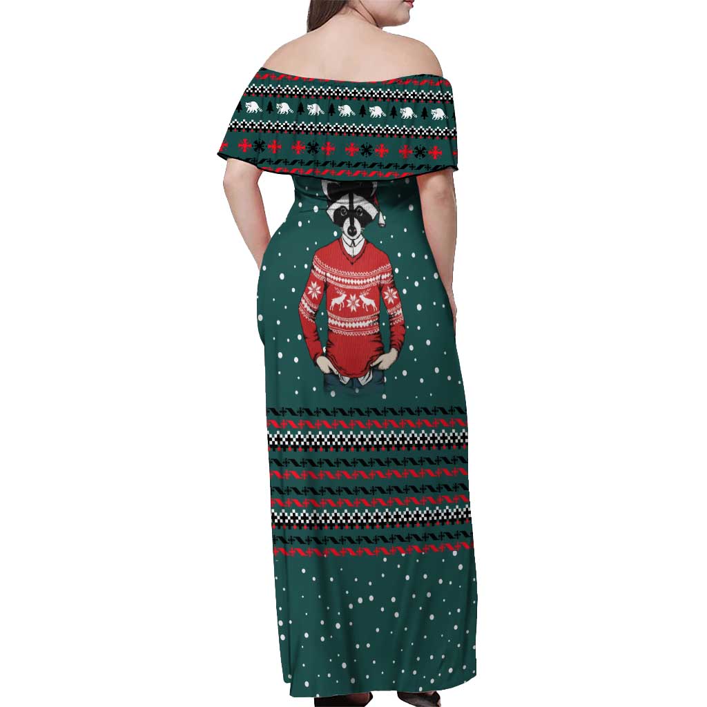 A Trashy Christmas Off Shoulder Maxi Dress Xmas Holiday Patterns - Wonder Print Shop