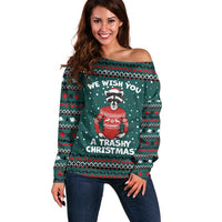 A Trashy Christmas Off Shoulder Sweater Xmas Holiday Patterns - Wonder Print Shop