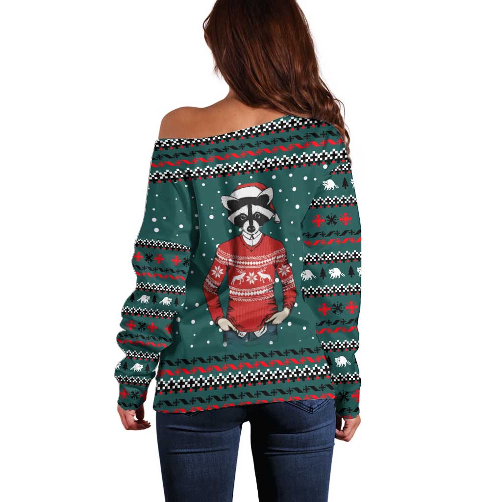 A Trashy Christmas Off Shoulder Sweater Xmas Holiday Patterns - Wonder Print Shop
