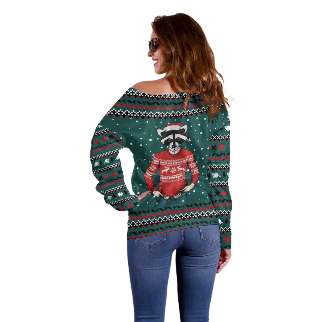 A Trashy Christmas Off Shoulder Sweater Xmas Holiday Patterns - Wonder Print Shop