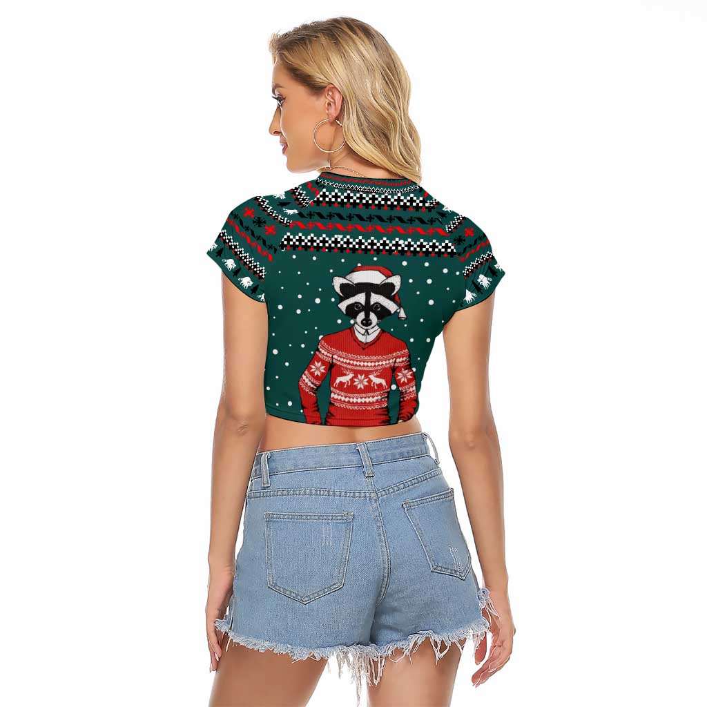 A Trashy Christmas Raglan Cropped T Shirt Xmas Holiday Patterns - Wonder Print Shop