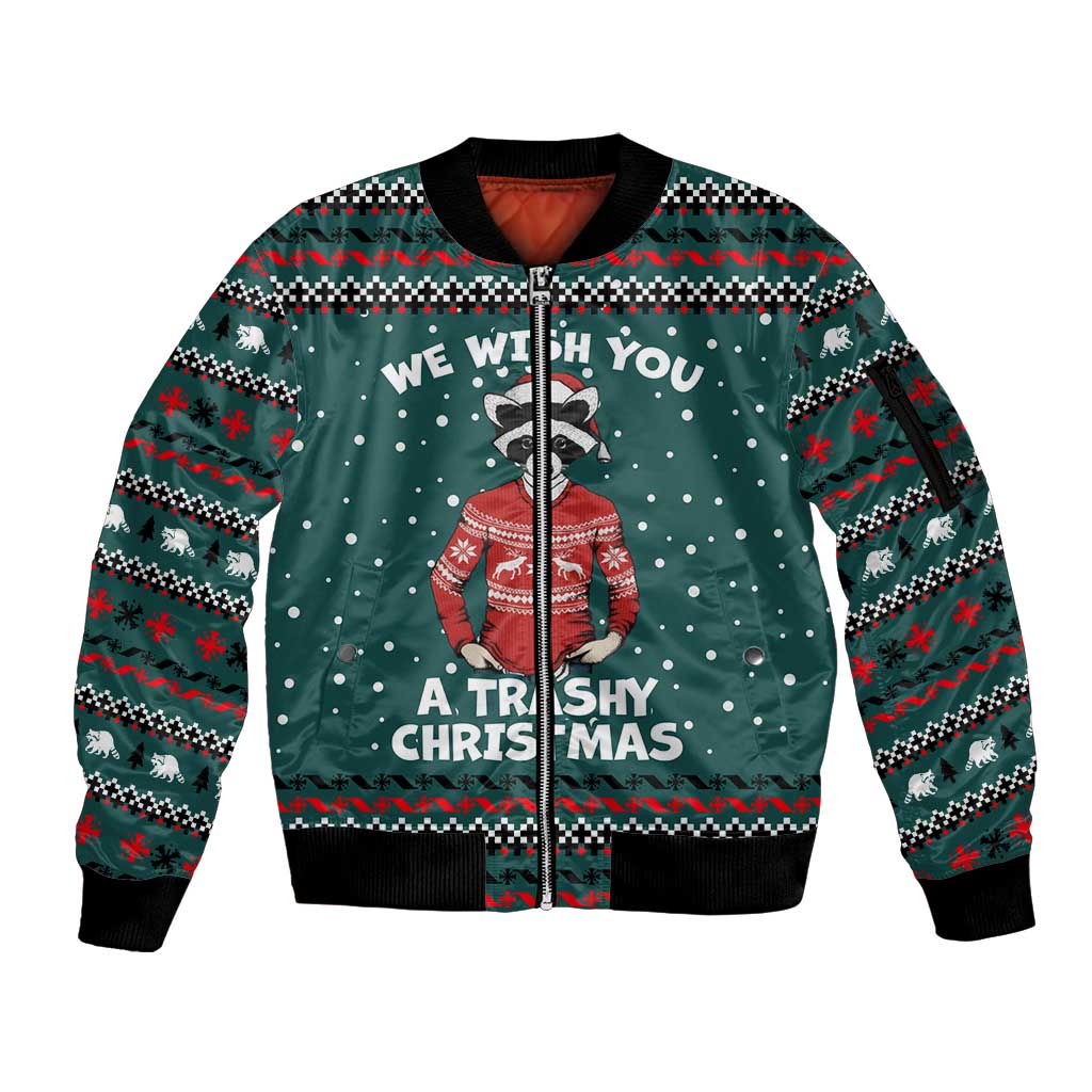 A Trashy Christmas Sleeve Zip Bomber Jacket Xmas Holiday Patterns - Wonder Print Shop