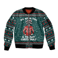 A Trashy Christmas Sleeve Zip Bomber Jacket Xmas Holiday Patterns - Wonder Print Shop