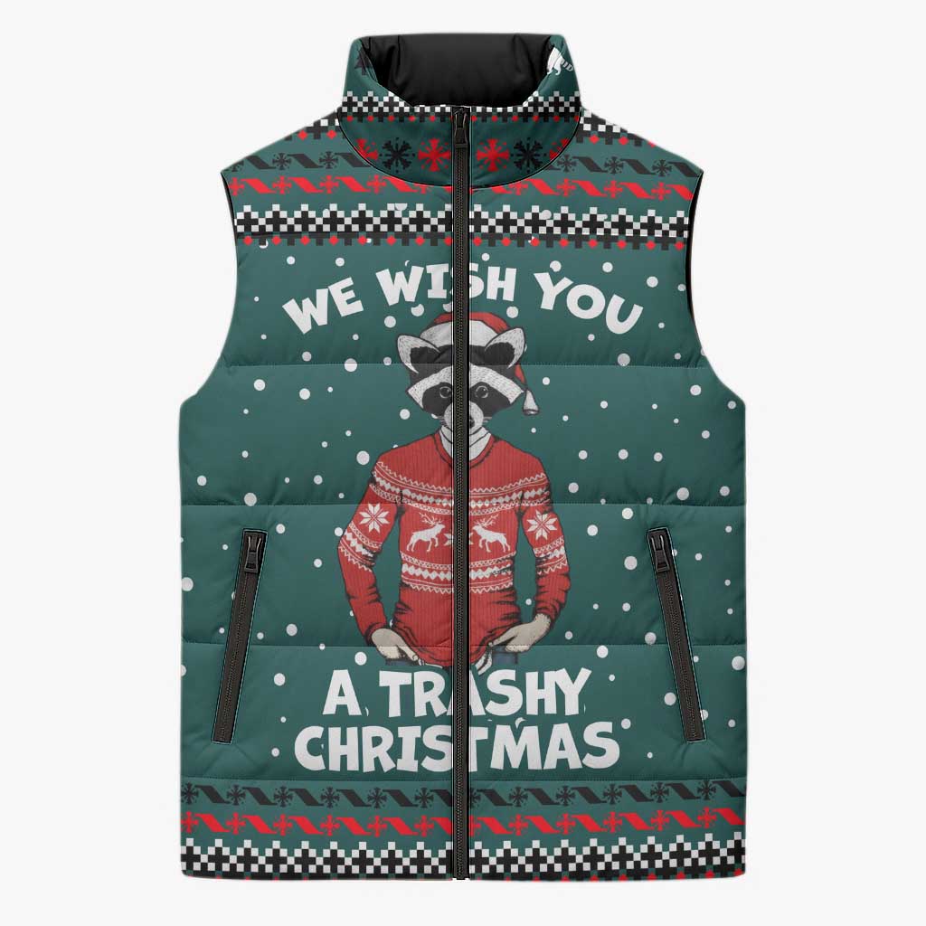 A Trashy Christmas Sleeveless Puffer Jacket Xmas Holiday Patterns - Wonder Print Shop