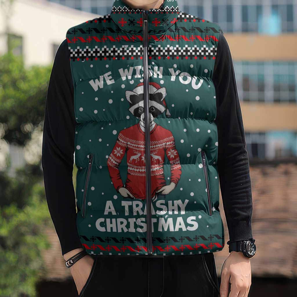 A Trashy Christmas Sleeveless Puffer Jacket Xmas Holiday Patterns - Wonder Print Shop