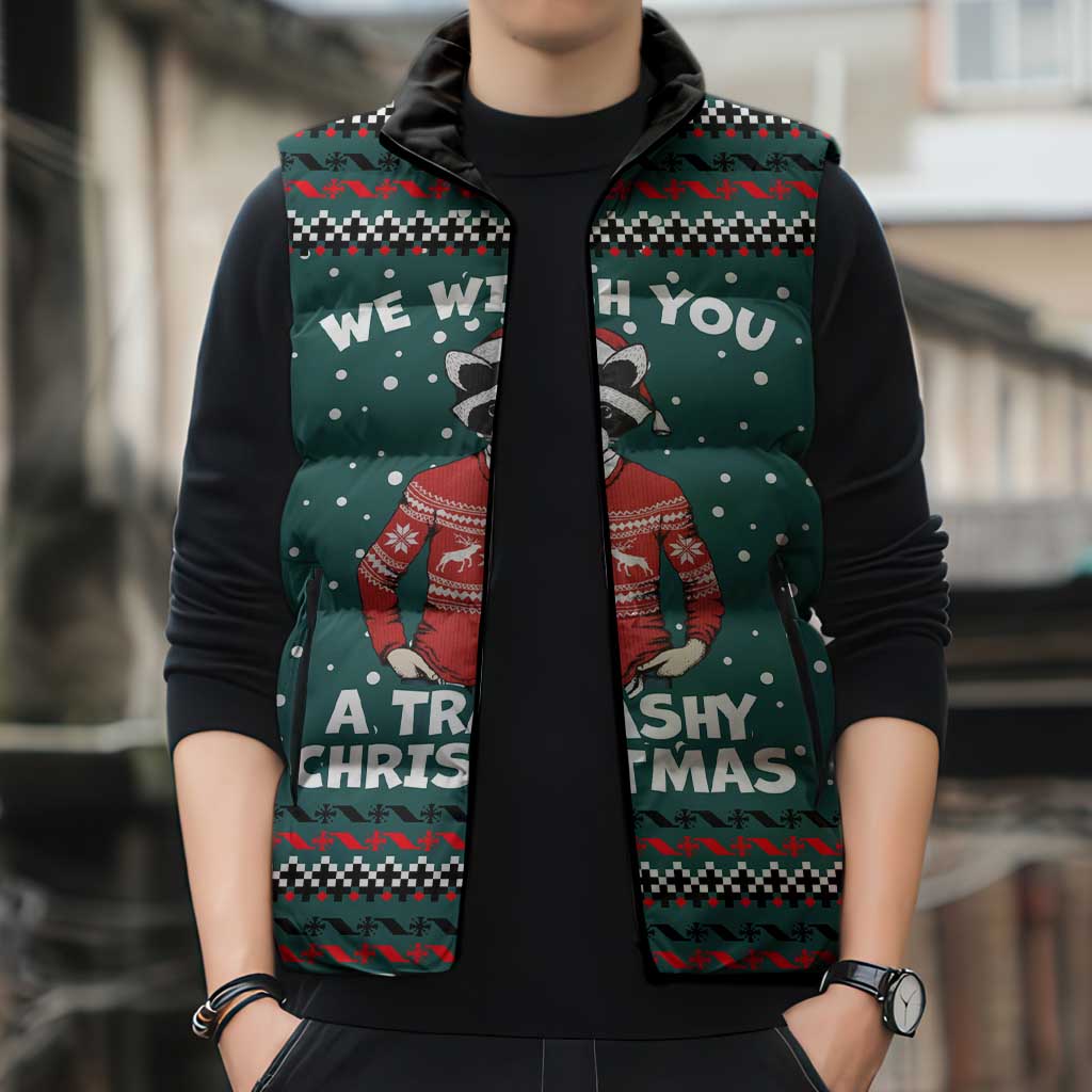 A Trashy Christmas Sleeveless Puffer Jacket Xmas Holiday Patterns - Wonder Print Shop