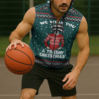 A Trashy Christmas Sleeveless Zip Hoodie Xmas Holiday Patterns - Wonder Print Shop
