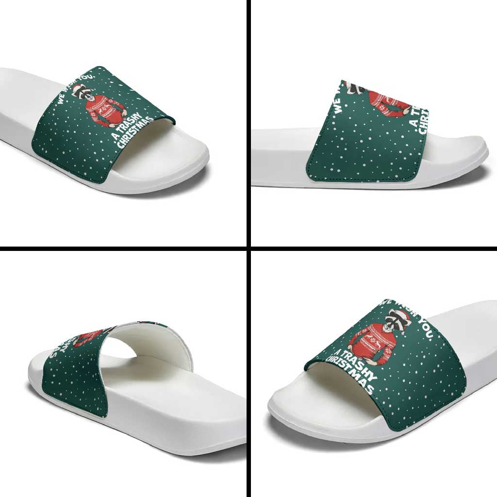 A Trashy Christmas Slide Sandals Xmas Holiday Patterns - Wonder Print Shop