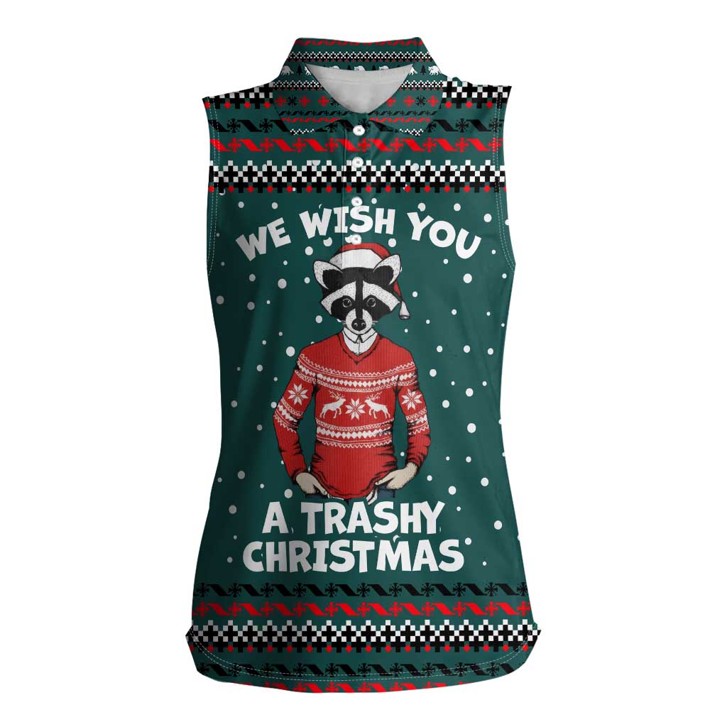 A Trashy Christmas Women Sleeveless Polo Shirt Xmas Holiday Patterns - Wonder Print Shop