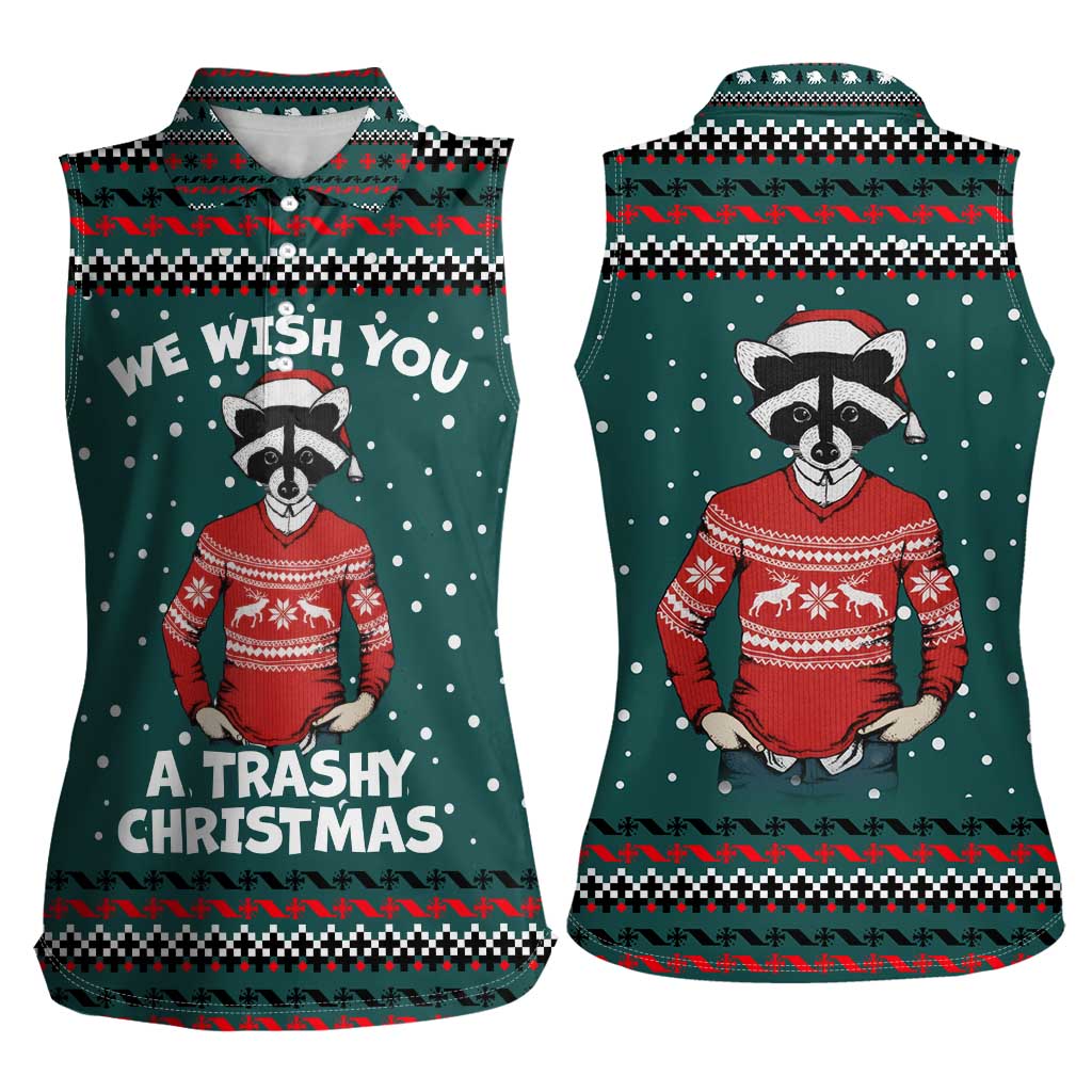 A Trashy Christmas Women Sleeveless Polo Shirt Xmas Holiday Patterns - Wonder Print Shop