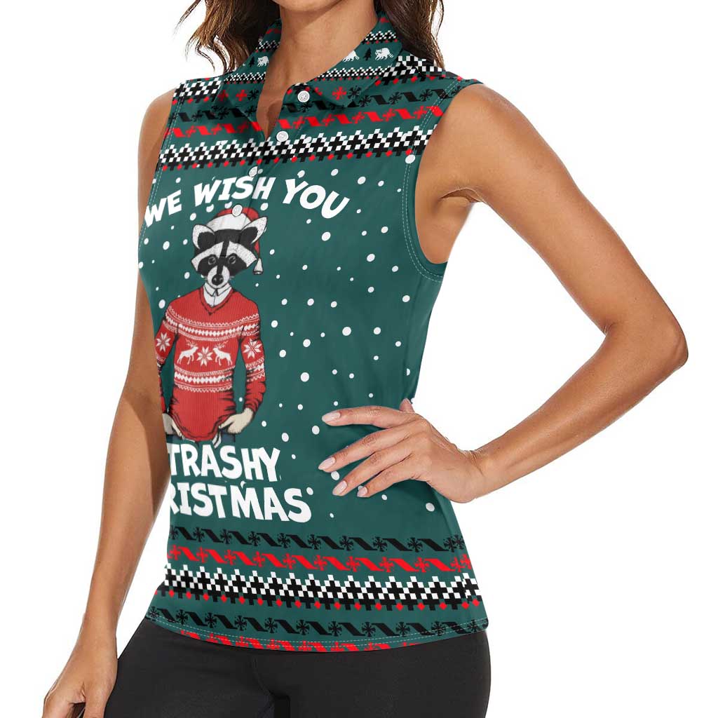 A Trashy Christmas Women Sleeveless Polo Shirt Xmas Holiday Patterns - Wonder Print Shop