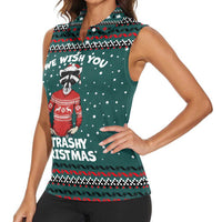 A Trashy Christmas Women Sleeveless Polo Shirt Xmas Holiday Patterns - Wonder Print Shop