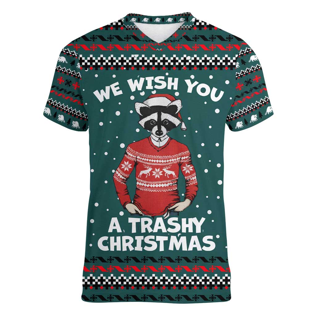 A Trashy Christmas Women V-Neck T-Shirt Xmas Holiday Patterns - Wonder Print Shop