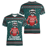 A Trashy Christmas Women V-Neck T-Shirt Xmas Holiday Patterns - Wonder Print Shop