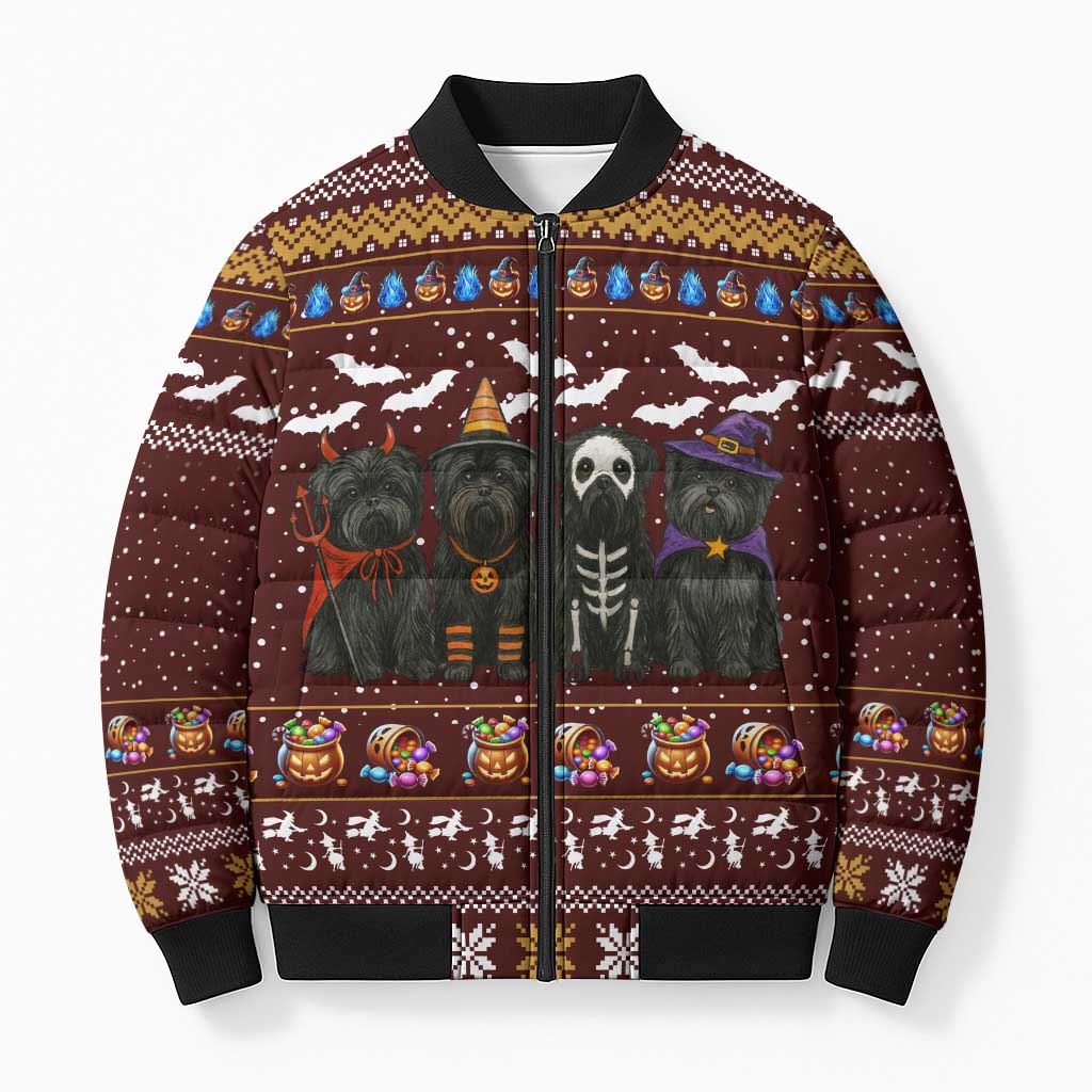 Affenpinscher Dog Halloween Christmas Bomber Puffer Jacket Xmas Holiday Patterns - Wonder Print Shop