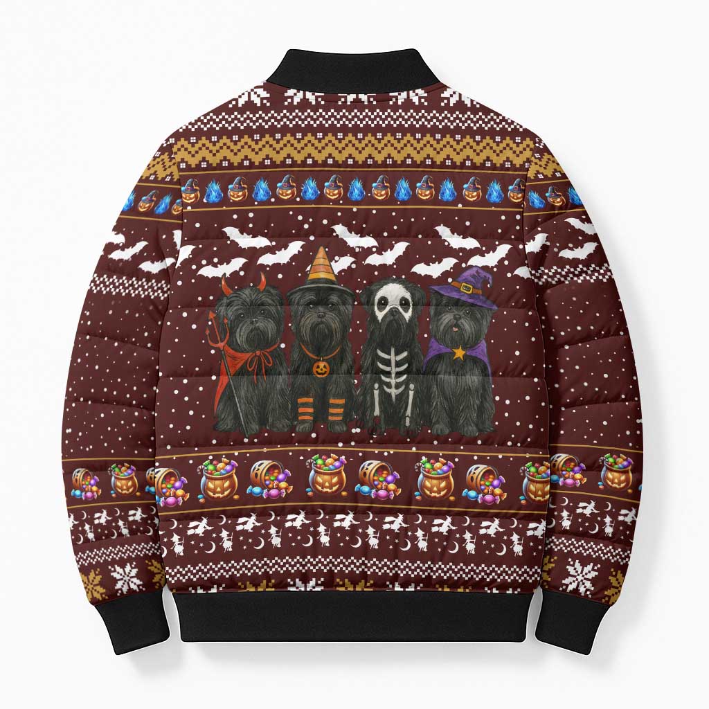Affenpinscher Dog Halloween Christmas Bomber Puffer Jacket Xmas Holiday Patterns - Wonder Print Shop