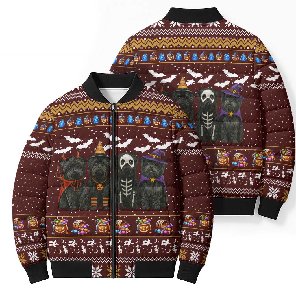 Affenpinscher Dog Halloween Christmas Bomber Puffer Jacket Xmas Holiday Patterns - Wonder Print Shop