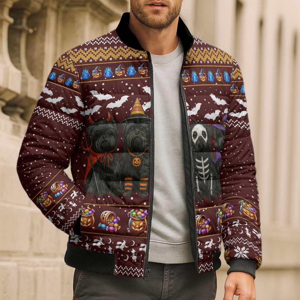 Affenpinscher Dog Halloween Christmas Bomber Puffer Jacket Xmas Holiday Patterns - Wonder Print Shop