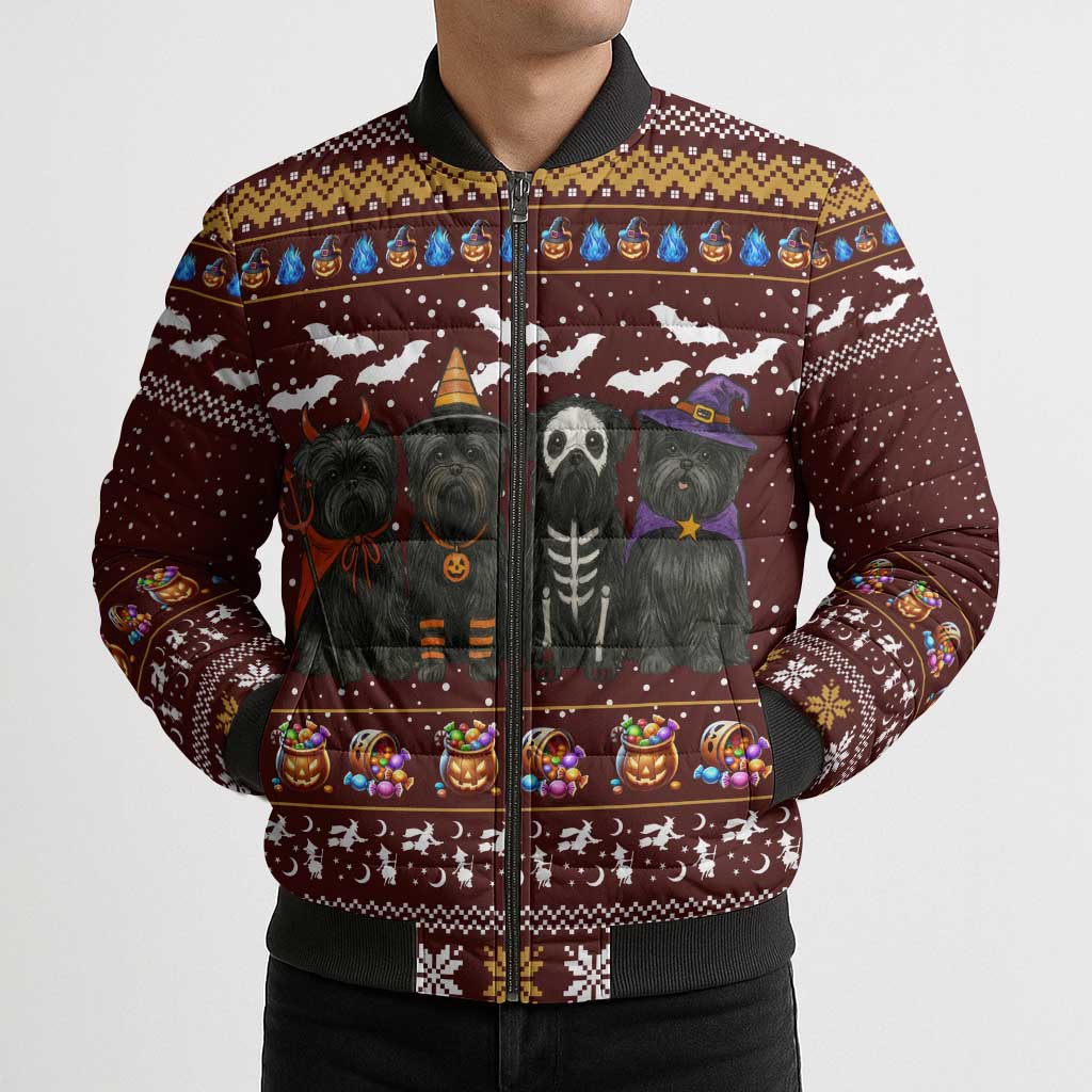 Affenpinscher Dog Halloween Christmas Bomber Puffer Jacket Xmas Holiday Patterns - Wonder Print Shop