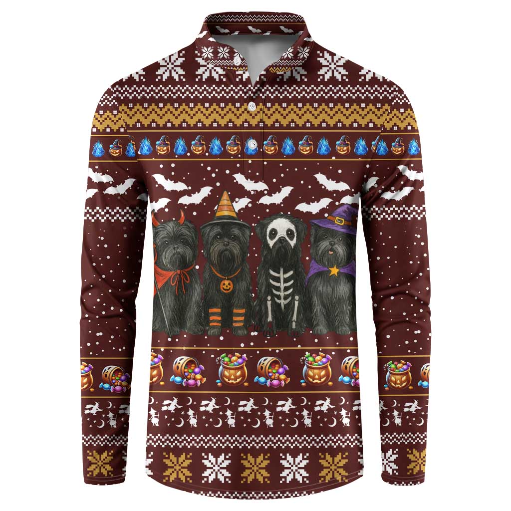 Affenpinscher Dog Halloween Christmas Button Sweatshirt Xmas Holiday Patterns - Wonder Print Shop