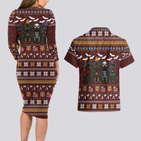 Affenpinscher Dog Halloween Christmas Couples Matching Long Sleeve Bodycon Dress and Hawaiian Shirt Xmas Holiday Patterns - Wonder Print Shop