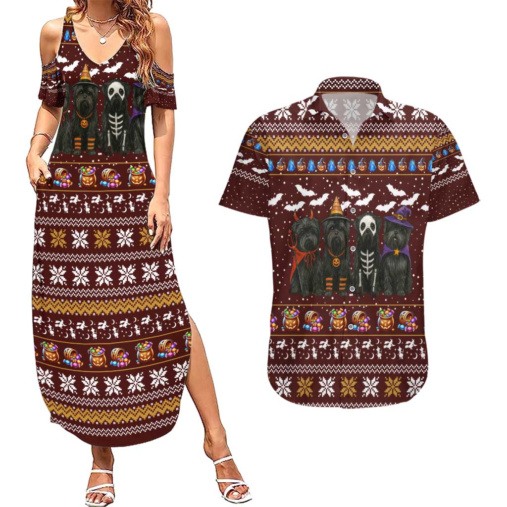 Affenpinscher Dog Halloween Christmas Couples Matching Summer Maxi Dress and Hawaiian Shirt Xmas Holiday Patterns - Wonder Print Shop