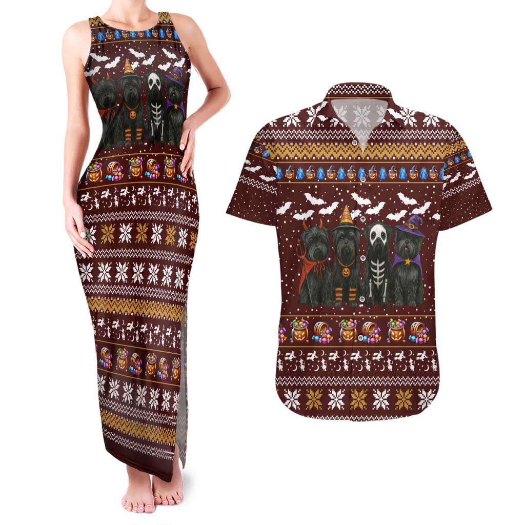 Affenpinscher Dog Halloween Christmas Couples Matching Tank Maxi Dress and Hawaiian Shirt Xmas Holiday Patterns - Wonder Print Shop