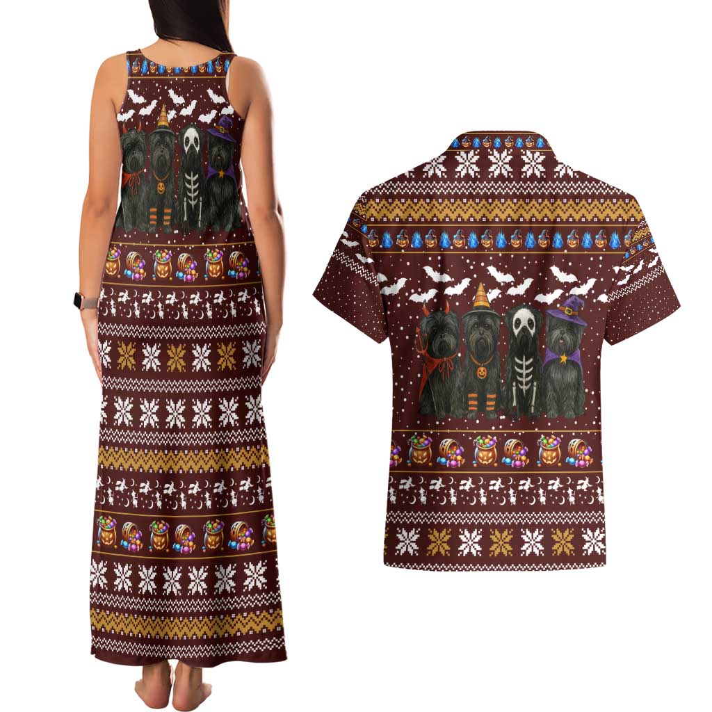 Affenpinscher Dog Halloween Christmas Couples Matching Tank Maxi Dress and Hawaiian Shirt Xmas Holiday Patterns - Wonder Print Shop