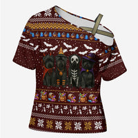 Affenpinscher Dog Halloween Christmas Cross Shoulder Shirt Xmas Holiday Patterns - Wonder Print Shop