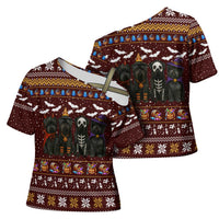 Affenpinscher Dog Halloween Christmas Cross Shoulder Shirt Xmas Holiday Patterns - Wonder Print Shop