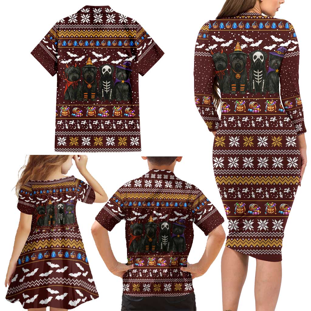 Affenpinscher Dog Halloween Christmas Family Matching Long Sleeve Bodycon Dress and Hawaiian Shirt Xmas Holiday Patterns - Wonder Print Shop