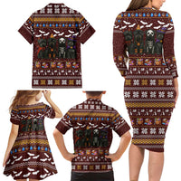 Affenpinscher Dog Halloween Christmas Family Matching Long Sleeve Bodycon Dress and Hawaiian Shirt Xmas Holiday Patterns - Wonder Print Shop