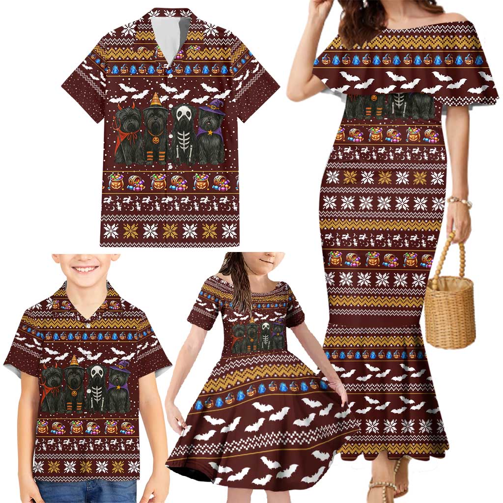 Affenpinscher Dog Halloween Christmas Family Matching Mermaid Dress and Hawaiian Shirt Xmas Holiday Patterns - Wonder Print Shop