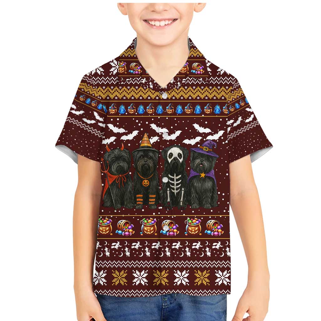 Affenpinscher Dog Halloween Christmas Family Matching Mermaid Dress and Hawaiian Shirt Xmas Holiday Patterns - Wonder Print Shop