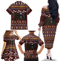 Affenpinscher Dog Halloween Christmas Family Matching Off The Shoulder Long Sleeve Dress and Hawaiian Shirt Xmas Holiday Patterns - Wonder Print Shop