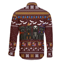 Affenpinscher Dog Halloween Christmas Family Matching Off The Shoulder Long Sleeve Dress and Hawaiian Shirt Xmas Holiday Patterns - Wonder Print Shop