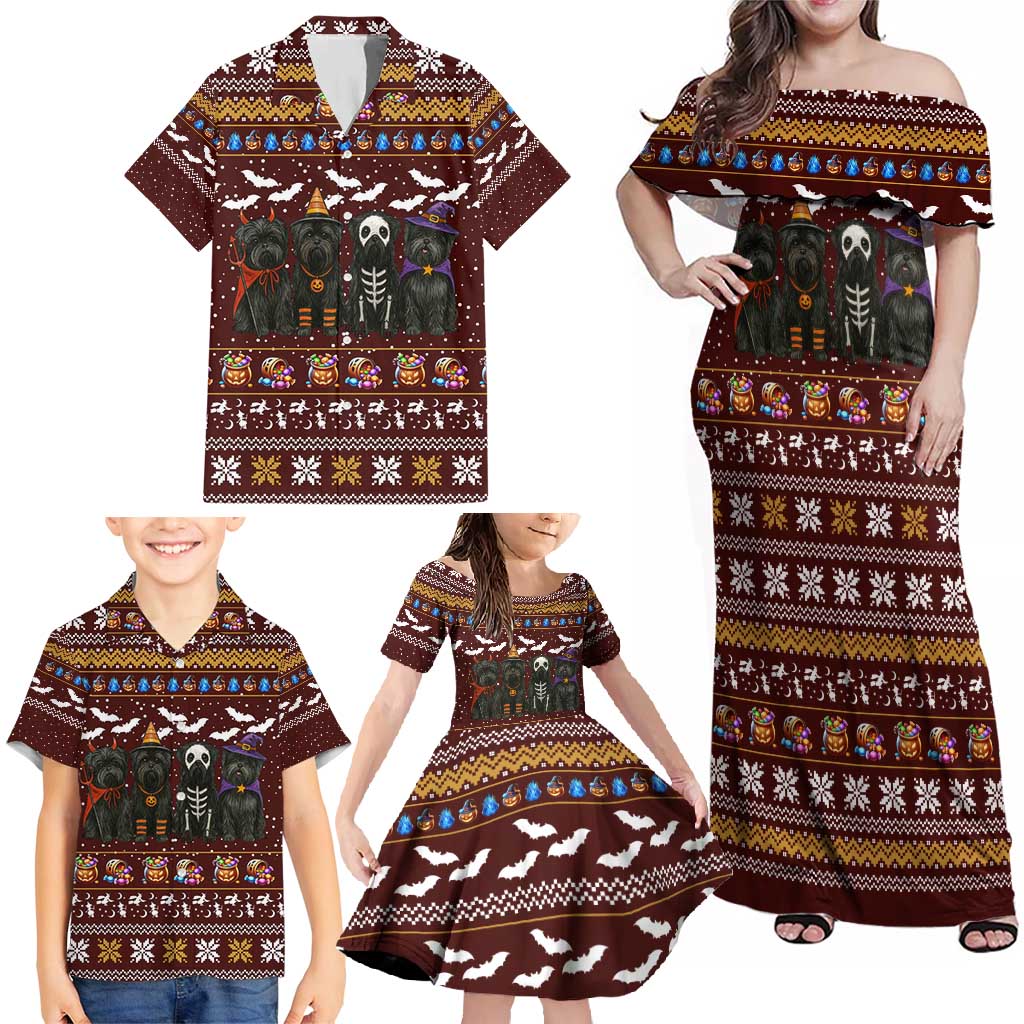 Affenpinscher Dog Halloween Christmas Family Matching Off Shoulder Maxi Dress and Hawaiian Shirt Xmas Holiday Patterns - Wonder Print Shop