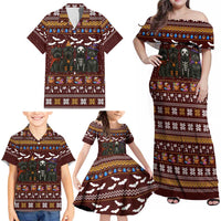 Affenpinscher Dog Halloween Christmas Family Matching Off Shoulder Maxi Dress and Hawaiian Shirt Xmas Holiday Patterns - Wonder Print Shop