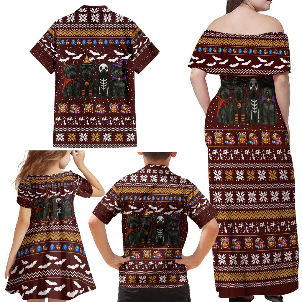 Affenpinscher Dog Halloween Christmas Family Matching Off Shoulder Maxi Dress and Hawaiian Shirt Xmas Holiday Patterns - Wonder Print Shop