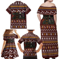 Affenpinscher Dog Halloween Christmas Family Matching Off Shoulder Maxi Dress and Hawaiian Shirt Xmas Holiday Patterns - Wonder Print Shop