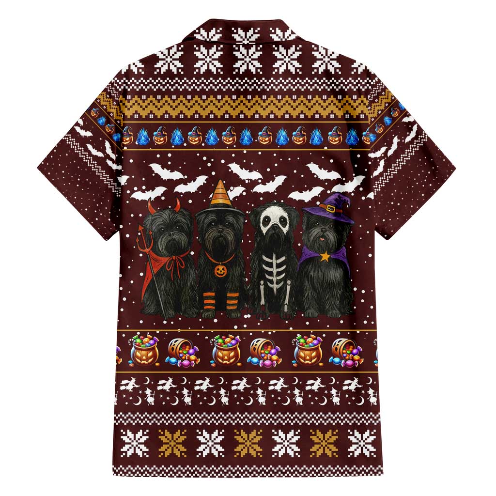 Affenpinscher Dog Halloween Christmas Family Matching Off Shoulder Maxi Dress and Hawaiian Shirt Xmas Holiday Patterns - Wonder Print Shop