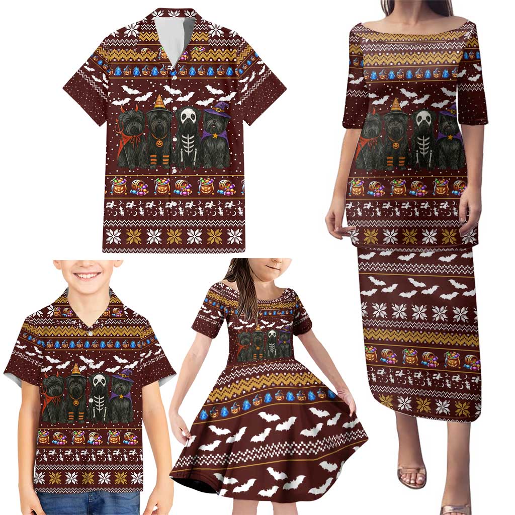 Affenpinscher Dog Halloween Christmas Family Matching Puletasi and Hawaiian Shirt Xmas Holiday Patterns - Wonder Print Shop