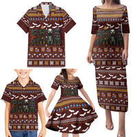Affenpinscher Dog Halloween Christmas Family Matching Puletasi and Hawaiian Shirt Xmas Holiday Patterns - Wonder Print Shop